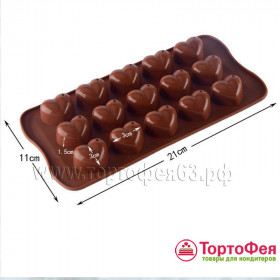 Форма силиконовая Сердечки № 1, 15 шт