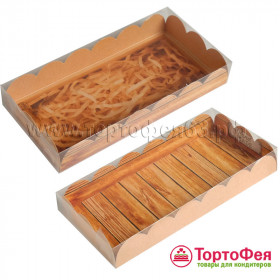 Коробка для пряников 21х10х3 см двусторонняя с прозрачной крышкой &quot;Рустик&quot; 