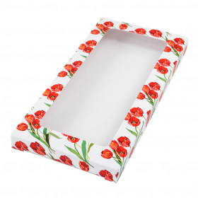 Коробка для шоколад.плитки 18х9х1,5 см, "8 Марта", тюльпаны