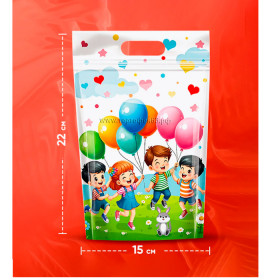 Пакетик подарочный с ручкой &quot;Веселье&quot; 15х22  см / 1 шт