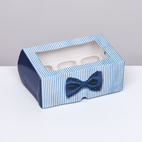 Коробка для 6 капкейков с окном "Джентельмен"  