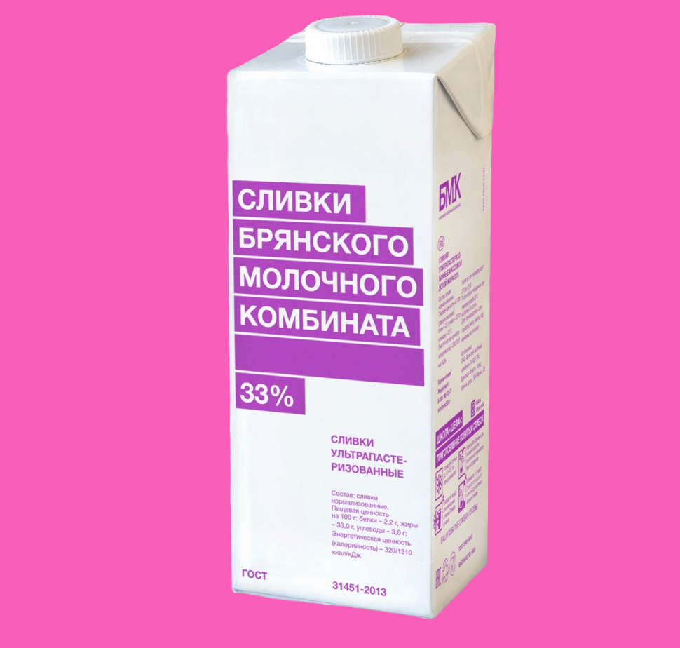Сливки ультрапастеризованные "БМК" 33 % / 1 л