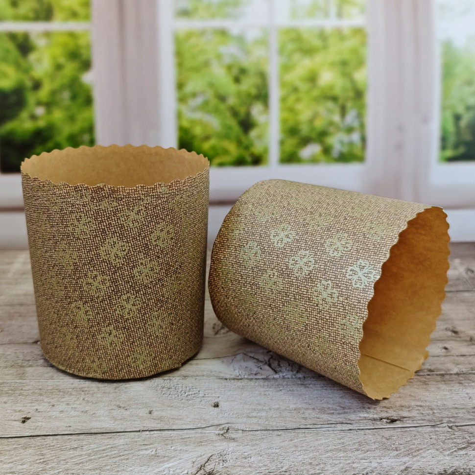 Форма бумажная Кулич "Золотой цветок" 200-250 гр (9*9 см) / 4 шт