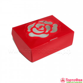 Коробочка мини  10х8х3,5 см с окошком &quot;Роза&quot;, красная