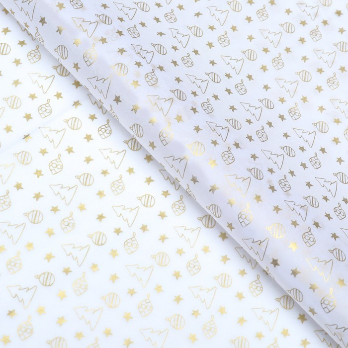 Бумага упаковочная тишью "Елочки/игрушки" 1 лист (50х66 см)