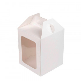 Коробка для кулича 12х12х15 см с окном, белая