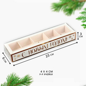 Коробка для 5 конфет с прозрачной крышкой "С Новым годом"