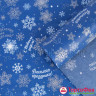 Бумага упаковоч. тишью "Веселого праздника/синий фон. снежинки" 1 лист (50х70 см)