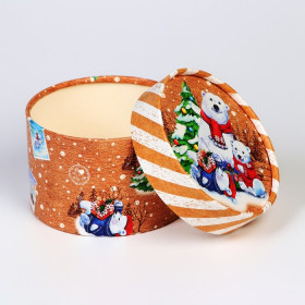 Коробка круглая d 12 см выс. 8см &quot;Новогодняя почта&quot;