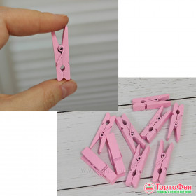 Прищепки-мини декоративные 3,5 см, розовые / 10 шт