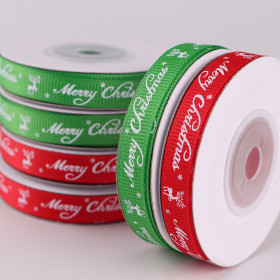 Лента атласная &quot;Merry Christmas&quot; 1 см, красная / 3 м  