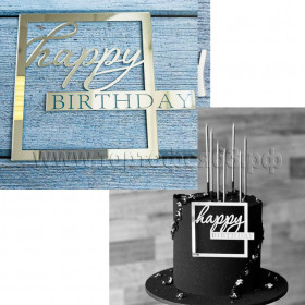Декор из акрила "Happy Birthday" в рамке, Серебро