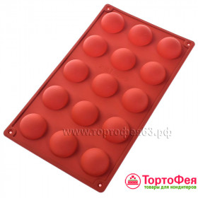 Форма силиконовая Полусфера 3,8 см,  15 шт