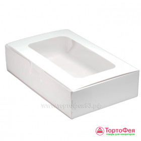 Коробка 21х13,5х5 см с окном, белая