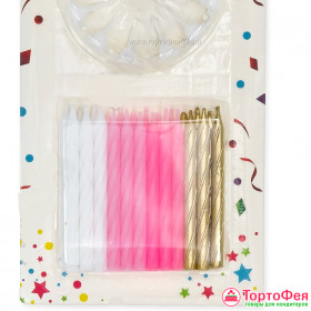 Свечи малые Белые/Розовые/Золото 6,5см / 24 шт