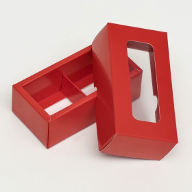 Коробка для 2 конфет с окном, красная