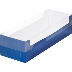 Коробка для рулета 30х11х8 см с прозрач. крышкой, Синяя