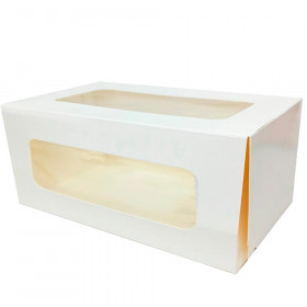 Коробка для рулета 20х12х10 см с двумя окошками, белая