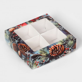 Коробка для 4 конфет с окном "Зимняя сказка"  