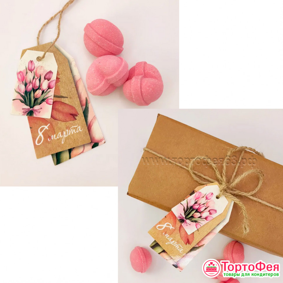 Набор бирок "8 Марта", тюльпаны / 2 шт
