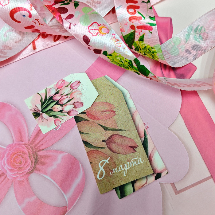 Набор бирок "8 Марта", тюльпаны / 10 шт