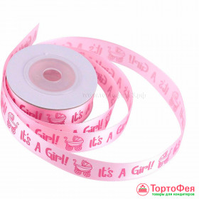 Лента атласная &quot;Для девочки&quot; 1,5 см / 3 м 