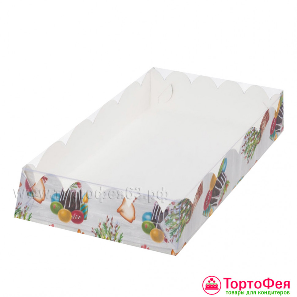 Коробка для прян. 20х12х3,5 см с прозрач.крышкой "Пасха"
