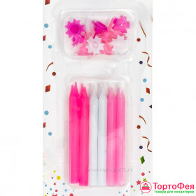 Свечи малые Белые/Розовые, 6,5 см / 12 шт   