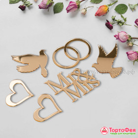 Набор украшений из акрила &quot;Свадьба&quot; / 6 шт