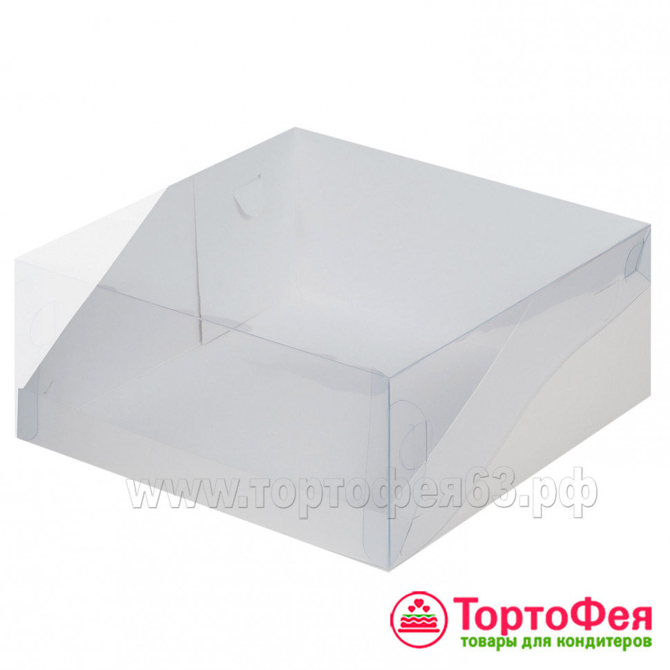 Коробка для торта 23,5х23,5х10 см с прозрачной крышкой