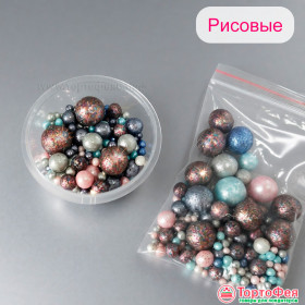 Шарики рисовые в глазури.Блеск "Космос" 2-13 мм, 20 гр      