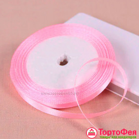 Лента атласная Розовая 0,6 см / 22 м 