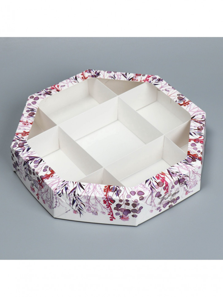 Коробка для ассорти сладостей 27х27х4 "Цветочный узор"