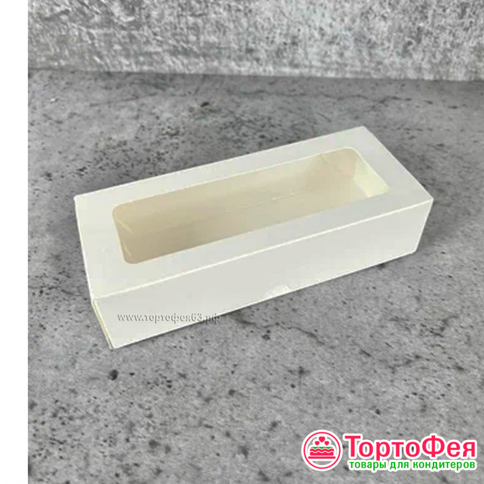 Коробка 17х7х4 см с окном, белая