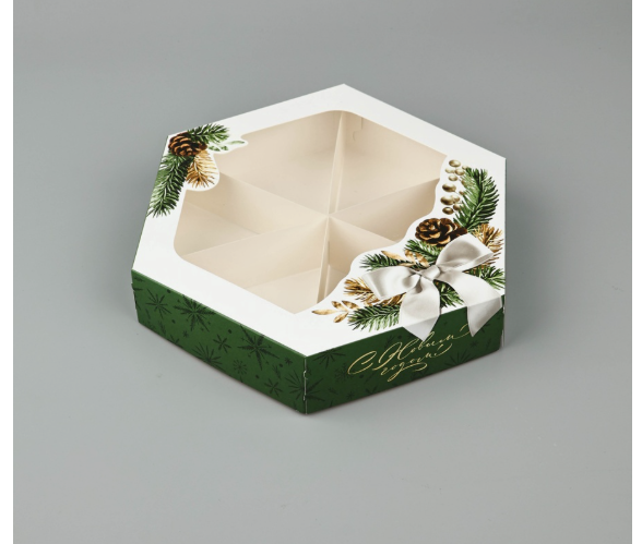 Коробка для ассорти сладостей 23х23х4 см "С Новым годом"  